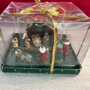 Dillard’s Trimmings Nativity Scene Set Miniature Christmas Decoration-Orig Box